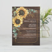 Invitation Fête des mariées rustique de tournesol floral Euca (Debout devant)