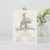 Invitation Fête des mariées Rustique des animaux de bois (Debout devant)