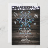 Invitation Fête des mariées rustique des flocons de neige et  (Devant)