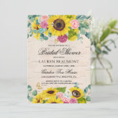 Invitation Fête des mariées rustique des tournesols (Debout devant)