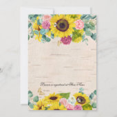 Invitation Fête des mariées rustique des tournesols (Dos)