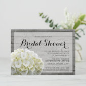 Invitation Fête des mariées RUSTIQUE D'HYDRANGES BLANCS (Debout devant)