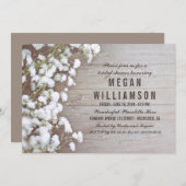 Invitation Fête des mariées rustique du souffle du bébé (Devant / Derrière)