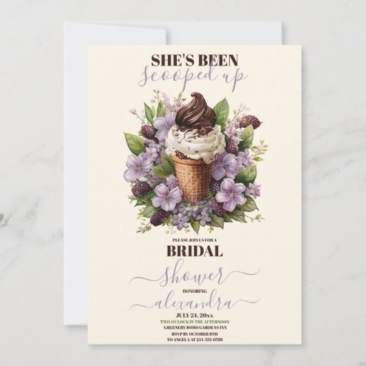 Invitation Fête des mariées rustique Elegant Boho Ice Cream (Devant)
