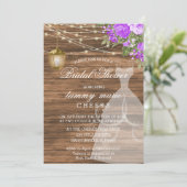 Invitation Fête des mariées rustique en bois de grange - viol (Debout devant)