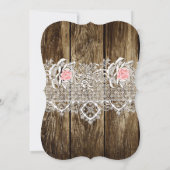 Invitation Fête des mariées rustique en bois et dentelle (Dos)
