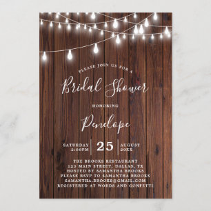 Invitation Fête des mariées Rustique En Bois Et Feux De Garla