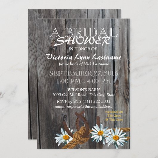 Invitation Fête des mariées rustique en bois et marais (Devant / Derrière)