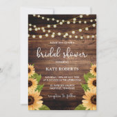 Invitation Fête des mariées rustique en bois et tournesol (Devant)