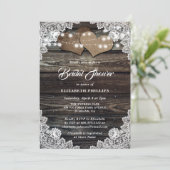 Invitation Fête des mariées Rustique en dentelle de bois Burl (Debout devant)