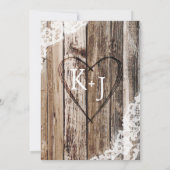 Invitation Fête des mariées rustique en dentelle de bois de p (Dos)