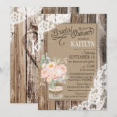 Invitation Fête des mariées rustique en dentelle de bois de p (Devant / Derrière)