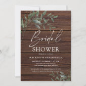 Invitation Fête des mariées rustique Eucalyptus Or Elégant Bo (Devant)