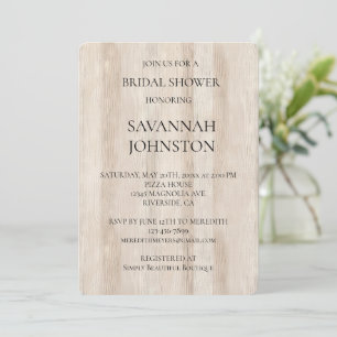Invitation Fête des mariées Rustique Faux Crème Blanc Bois