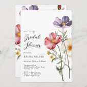 Invitation Fête des mariées Rustique Fleur sauvage aquarelle (Devant / Derrière)