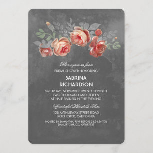 Invitation Fête des mariées Rustique Floral Chalkboard