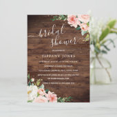 Invitation Fête des mariées Rustique Floral Gold Blush (Debout devant)