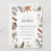 Invitation Fête des mariées Rustique hiver À feuillage persis (Devant)