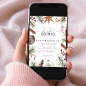 Invitation Fête des mariées Rustique hiver À feuillage persis