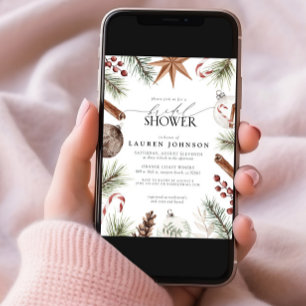 Invitation Fête des mariées Rustique hiver À feuillage persis