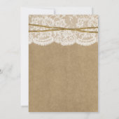 Invitation Fête des mariées Rustique Kraft, dentelle et bow T (Dos)