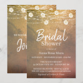 Invitation *~* Fête des mariées rustique Lumières à cordes de (Devant / Derrière)