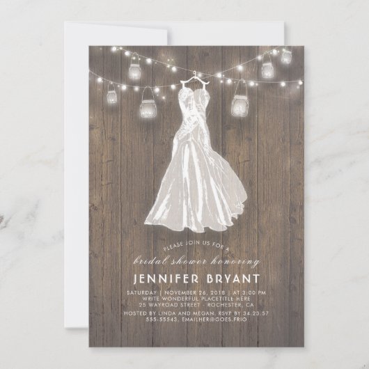 Invitation Fête des mariées rustique | Mariage Gown et Mason (Devant)