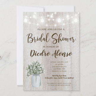 Invitation Fête des mariées rustique Mason Jar Lights Babys R