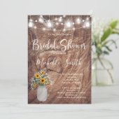 Invitation Fête des mariées rustique, Mason Jar, Sunflower Ja (Debout devant)