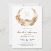 Invitation Fête des mariées Rustique Pampas Wreath séché Palm (Devant)