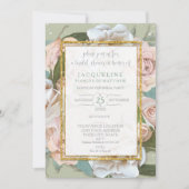 Invitation Fête des mariées Rustique Romantique Rose Rose Ros (Devant)