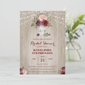 Invitation Fête des mariées rustique Rouge Floral Arrière - p (Debout devant)
