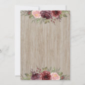 Invitation Fête des mariées rustique Rouge Floral Arrière - p (Dos)