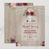 Invitation Fête des mariées rustique Rouge Floral Arrière - p (Devant / Derrière)