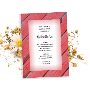 Invitation Fête des mariées rustique rousse de la grange bois