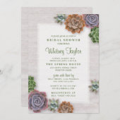 Invitation Fête des mariées Rustique Succulents (Devant / Derrière)