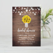 Invitation Fête des mariées Rustique Sunflower Mason Jar Lumi (Debout devant)