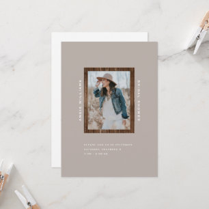 Invitation Fête des mariées Rustique TaupeII en Taupe