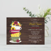 Invitation Fête des mariées rustique Tea Party Roses & Tourne (Debout devant)