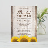 Invitation Fête des mariées rustique tournesol dentelle grang (Debout devant)