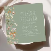Invitation Fête des mariées Sage Green Petals & Prosecco