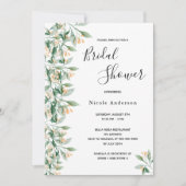 Invitation Fête des mariées sauge vert doré botanique blanc (Devant)