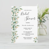 Invitation Fête des mariées sauge vert doré botanique blanc (Debout devant)