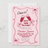 Invitation Fête des mariées Scribble Red Bow Chefs (Devant)