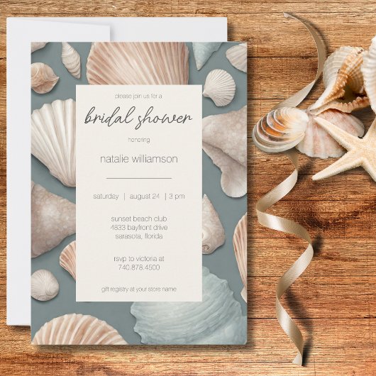 Invitation Fête des mariées Sea Shells