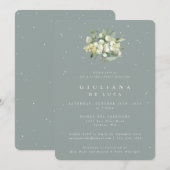 Invitation Fête des mariées Seafoam Green Snowberry+Eucalyptu (Devant / Derrière)