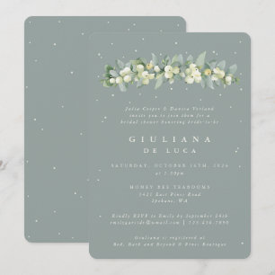 Invitation Fête des mariées Seafoam Green Snowberry+Eucalyptu