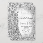 Invitation Fête des mariées Sequins Argent Robe Snowflakes (Devant / Derrière)
