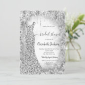 Invitation Fête des mariées Sequins Argent Robe Snowflakes (Debout devant)