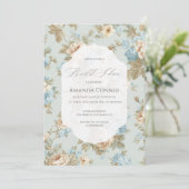 Invitation Fête des mariées Shabby Chic floraux (Debout devant)